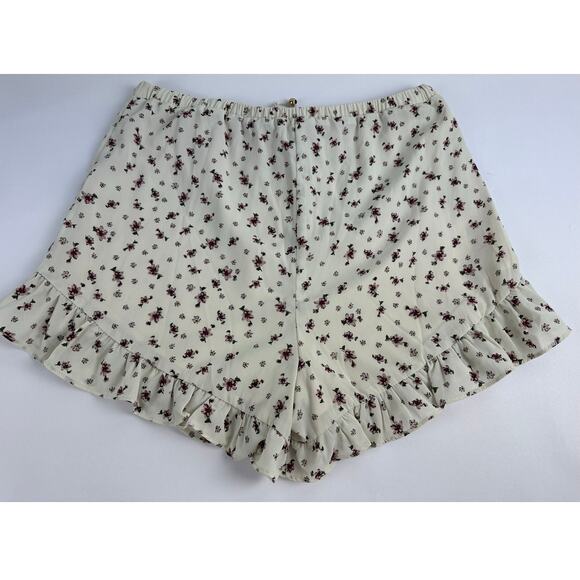 Sabo Skirt Size Large NWT Floral Print Drawstring Shorts Cream Ruffles Prairie - Picture 2 of 8